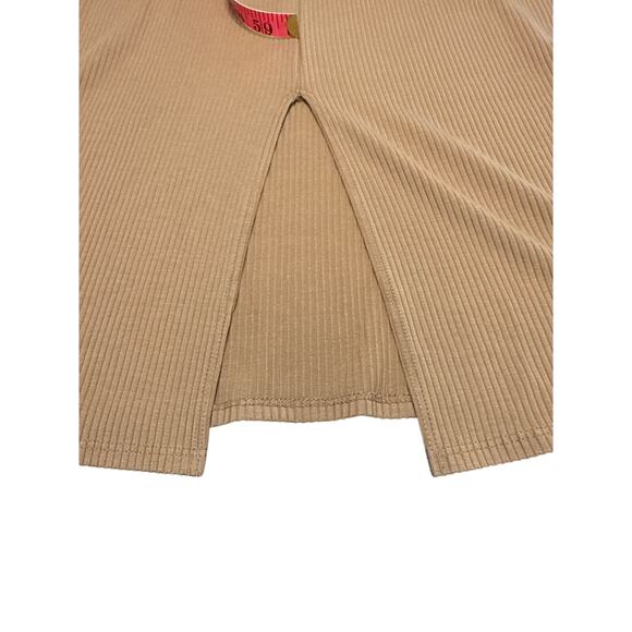 Bodycon Ribbed Knit Dress Size Large Butterscotch Back Slit Reformation Bleeker - Picture 10 of 14